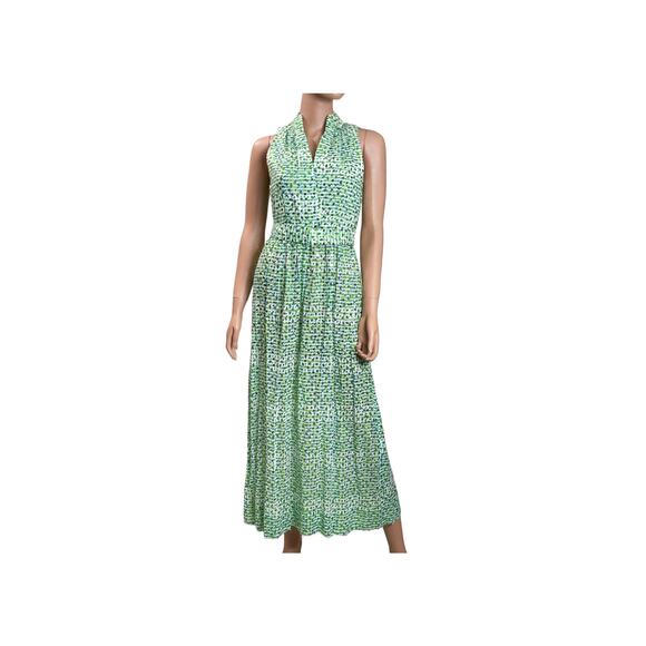 60s Anne Fogarty Green Polka Dot Sequin Accents Fit & Flare Junior Dress Sz XS - Picture 10 of 10